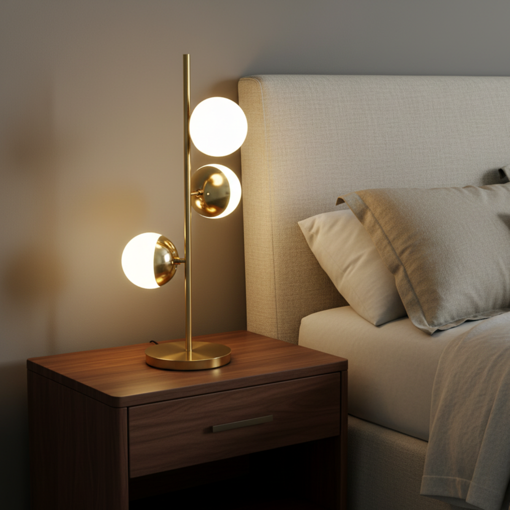 SylvaraTree | Lámpara de Mesa y de Suelo Moderna y Elegante en Dorado para Decoración de Salón