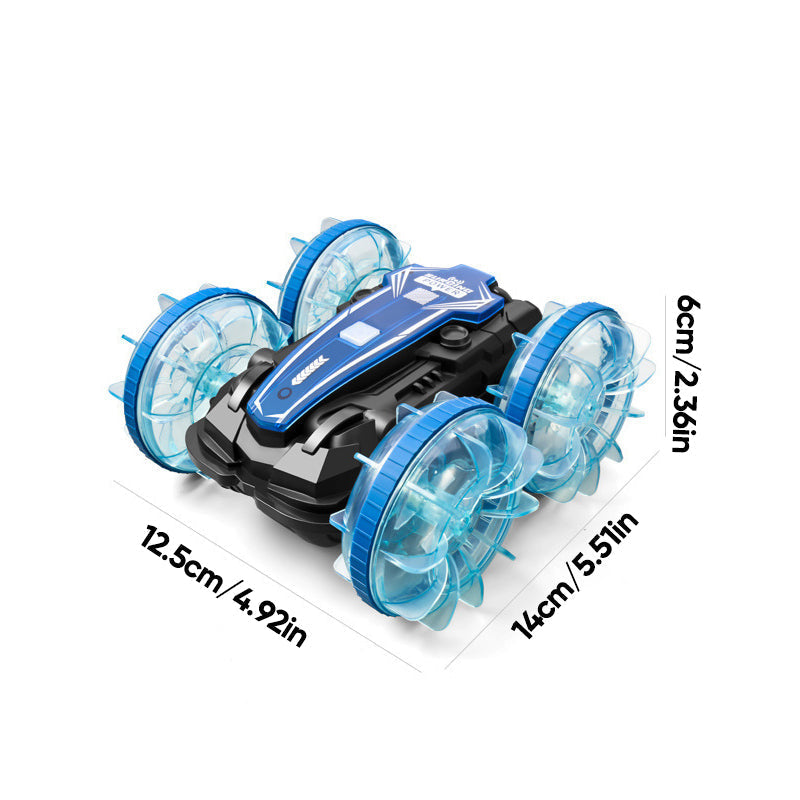 Coche de acrobacias RC para tierra y agua con 2 controles remotos