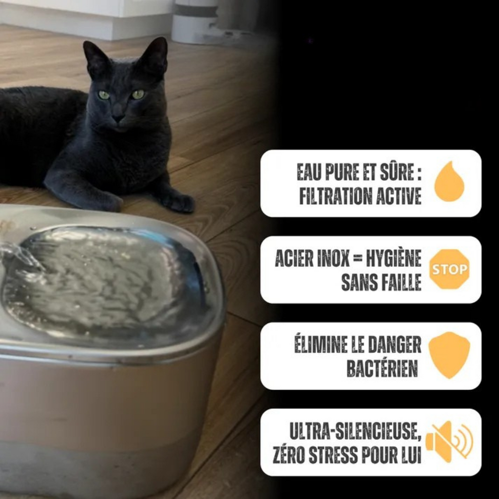 Fuente de agua para gatos de acero inoxidable