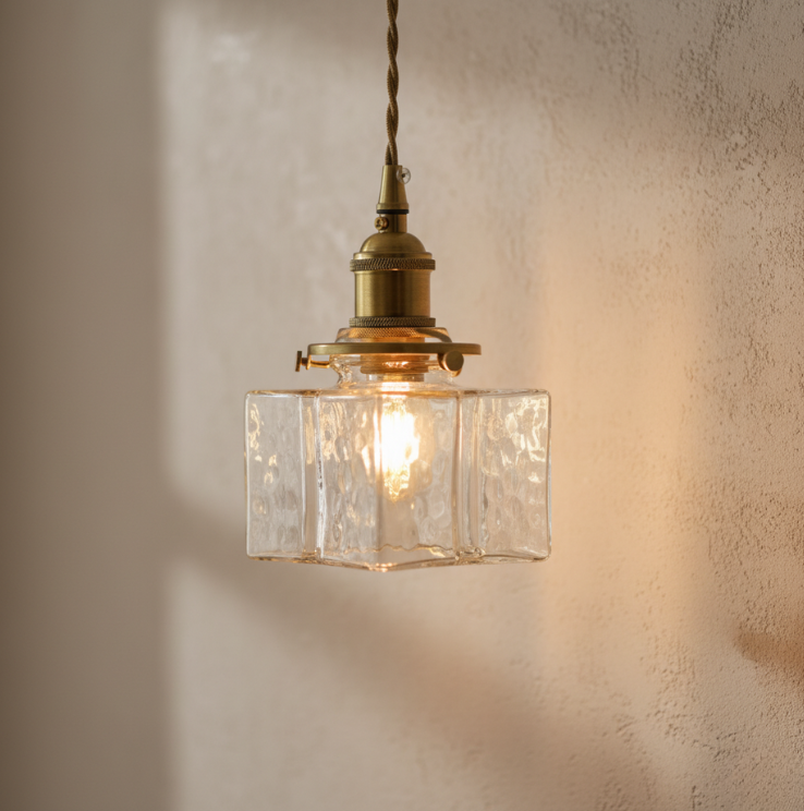 Colección Savoy | Lámpara Colgante de Vidrio con Acabado Texturizado, Estilo Vintage para Iluminación de Cocina
