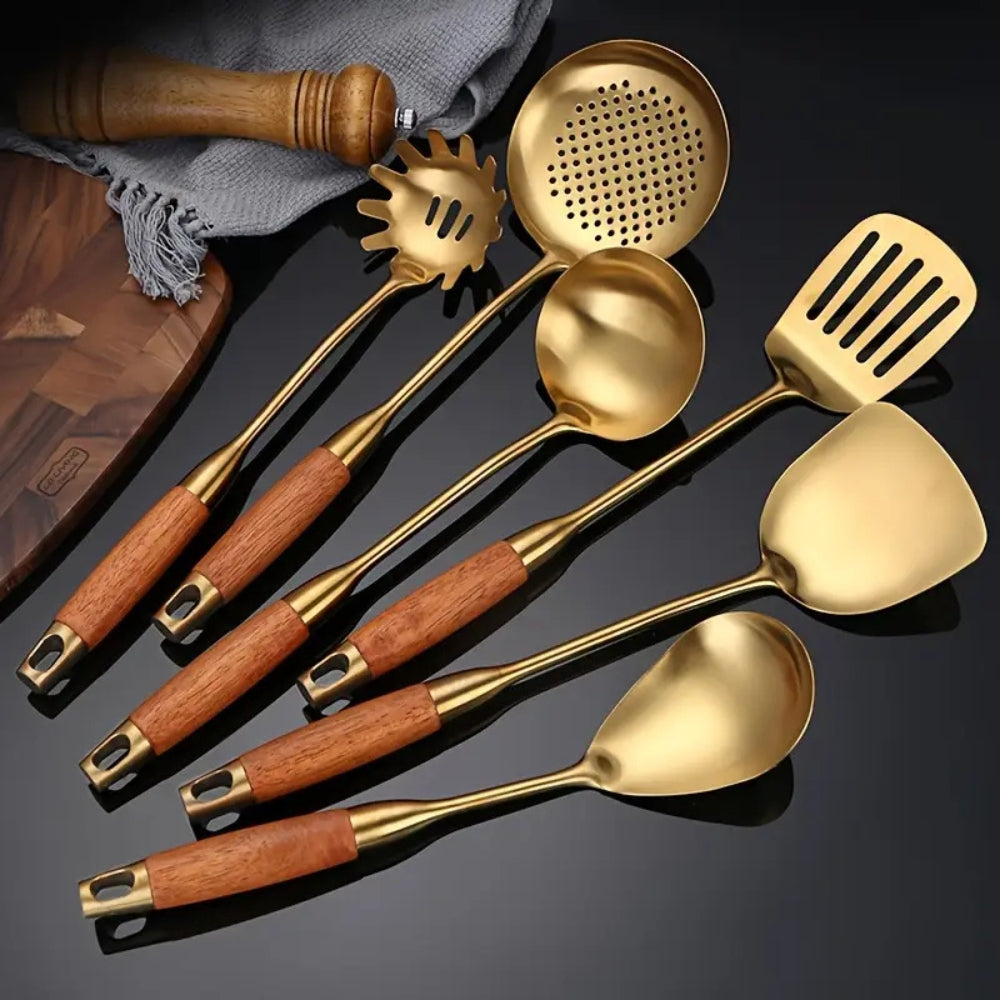 Utensilios de Cocina Dorados a Elección del Chef | Set de 6 piezas