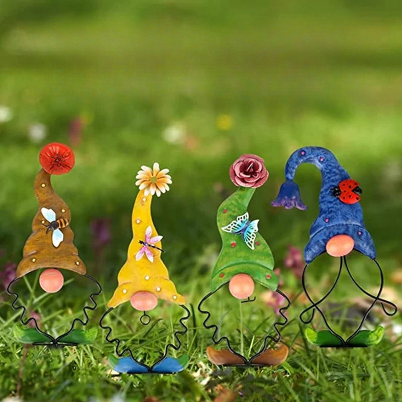 Decoración de Gnomo de Jardín con Insectos Mariposa 3D