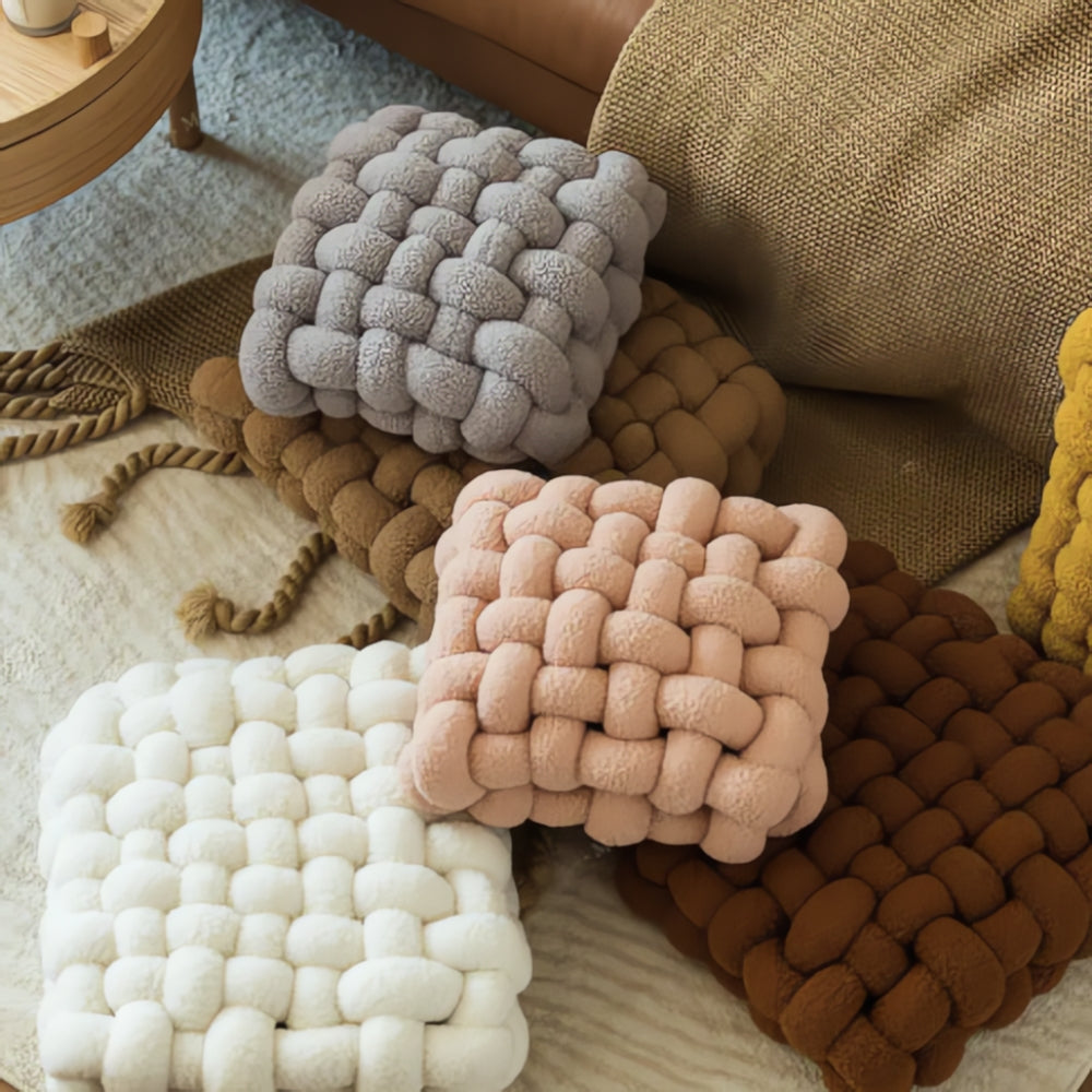 Cojín Boucle de Nudo de Tela Acolchada