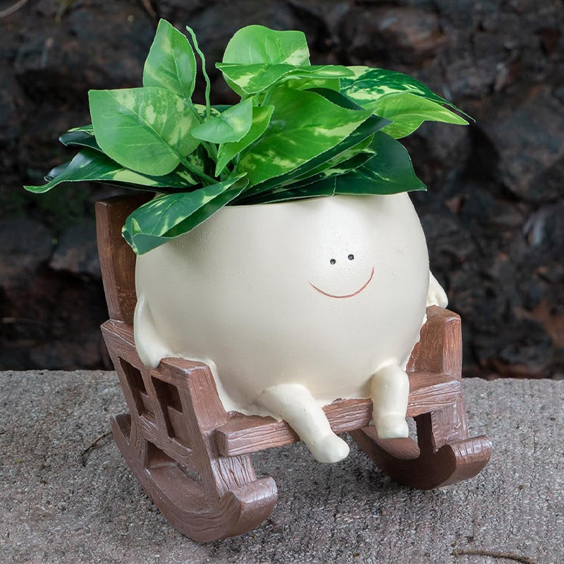 Maceta Portátil con Carita Sonriente para Decoración