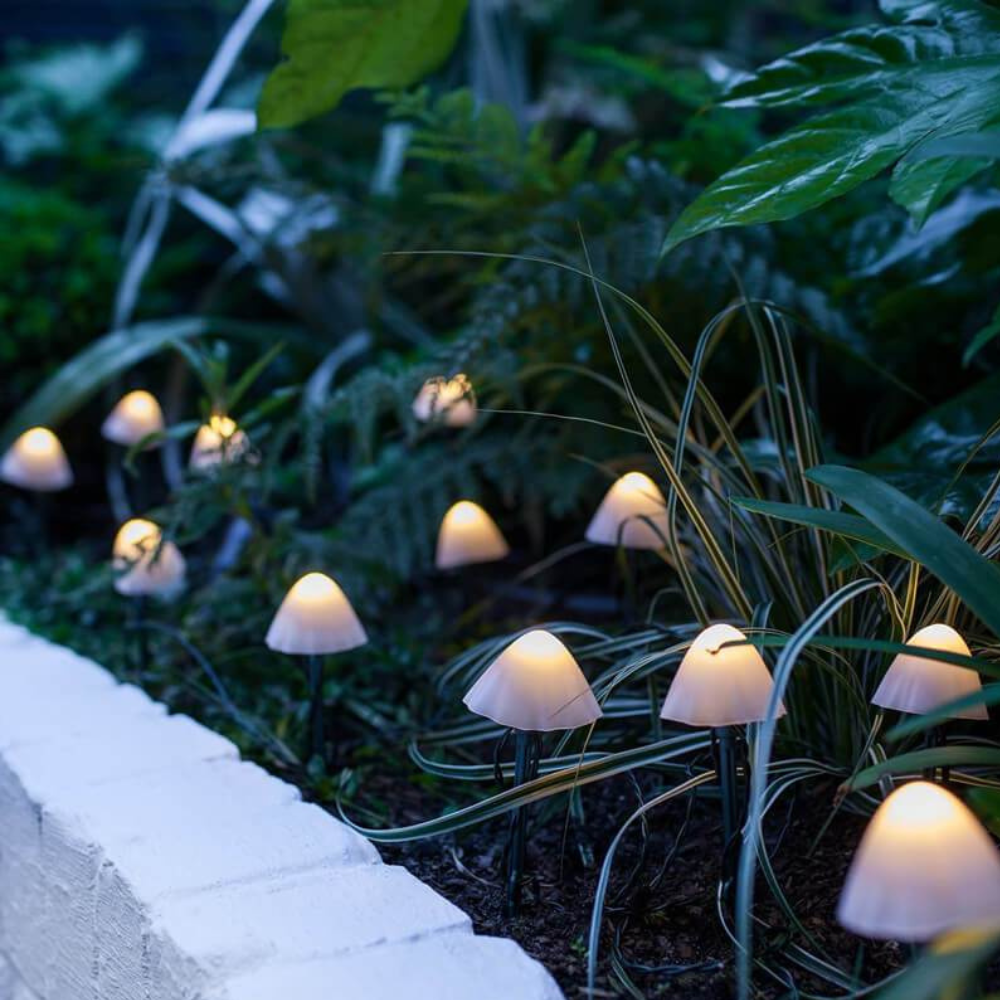 MushroomGlow | Luces de Cadena Solares Decorativas en Forma de Hongo para Decoración de Patio o Jardín