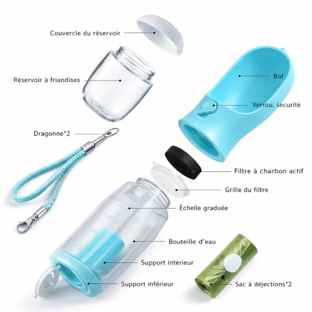 Botella 3-en-1 Portátil para Animales