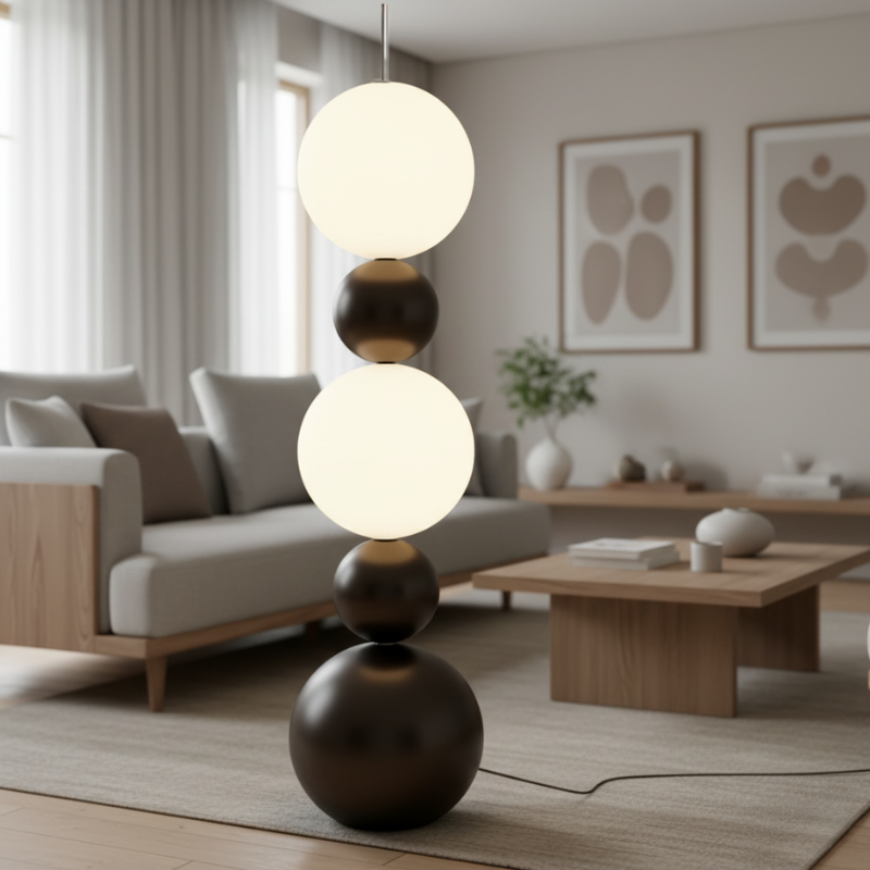 Lámpara de Pie Moderna Calura - Diseño de Calabaza Artesanal con Luz LED Cálida