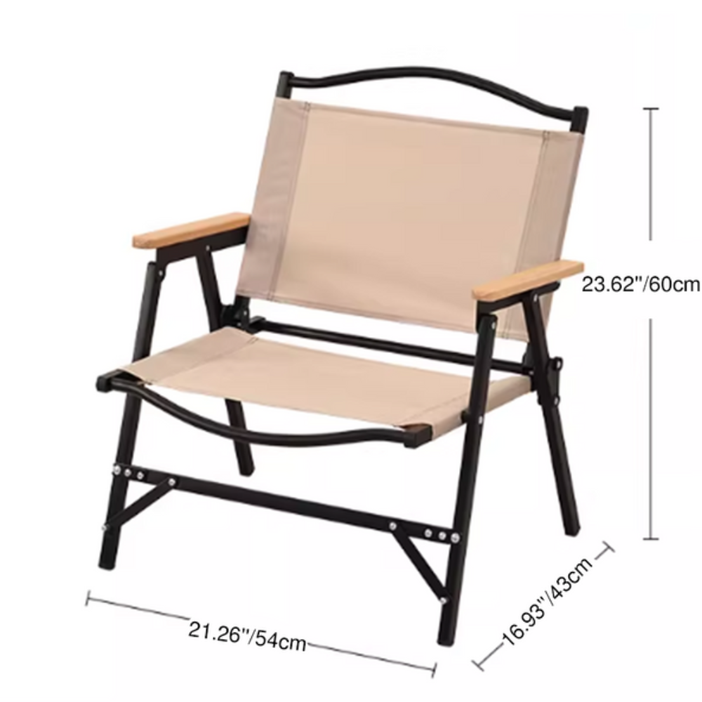 Silla de Camping Plegable Minimalista en Caqui con Apoyabrazos