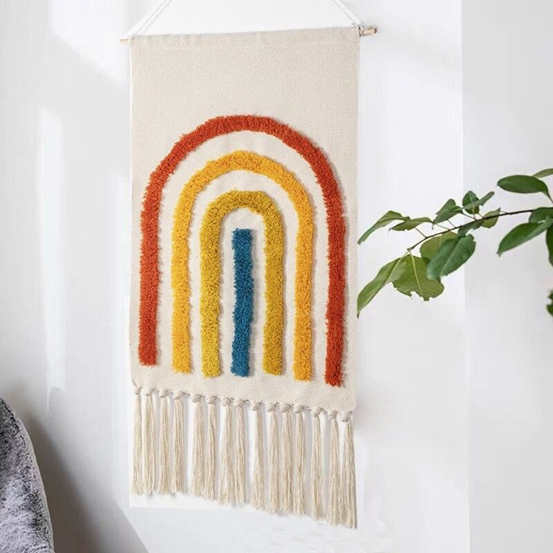 DecoTassel - Tapiz colgado en la pared con diseño de borlas