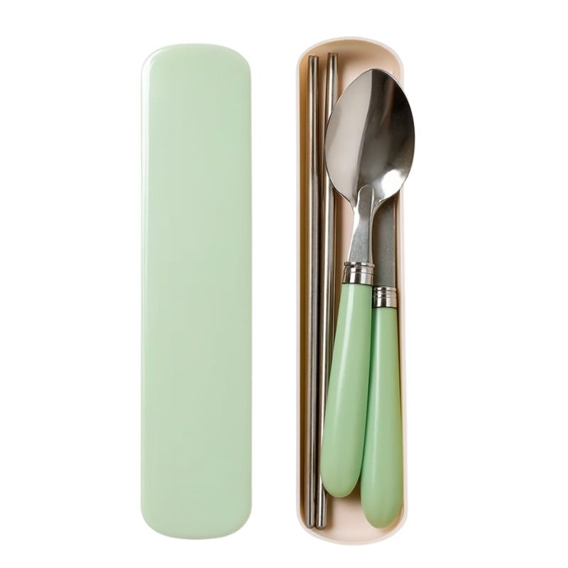 DineMate – Juego de cubiertos portátil de acero inoxidable con estuche de viaje