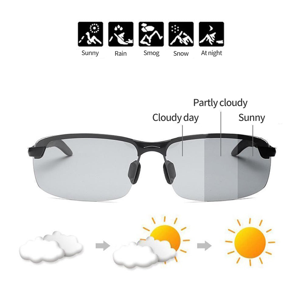 Gafas de sol foto-cromáticas con lentes polarizados anti-reflejo
