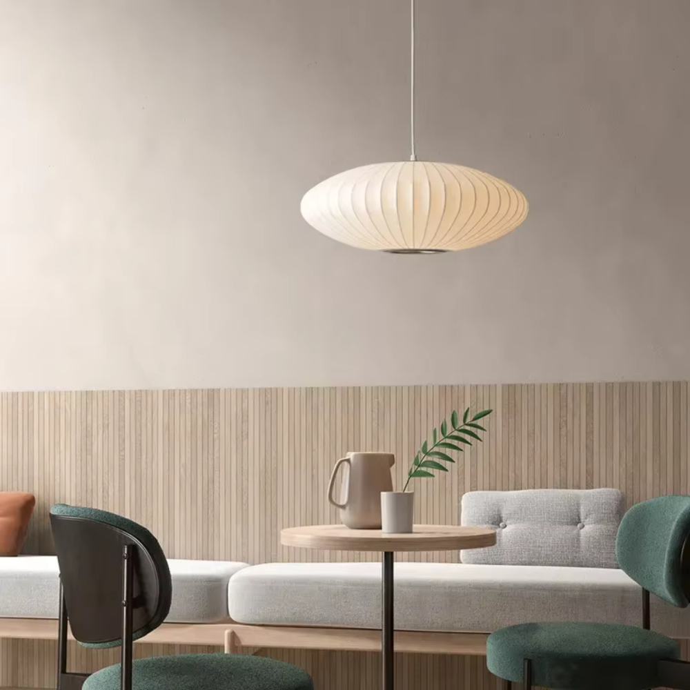 Candelabro de Seda Japandi - Luz Colgante Moderna para Comedores Elegantes