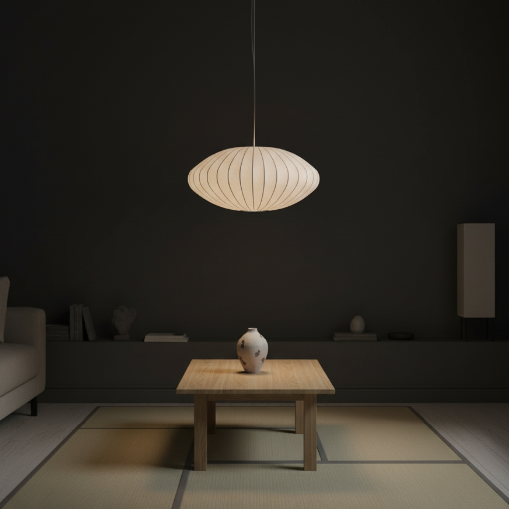 Candelabro de Seda Japandi - Luz Colgante Moderna para Comedores Elegantes