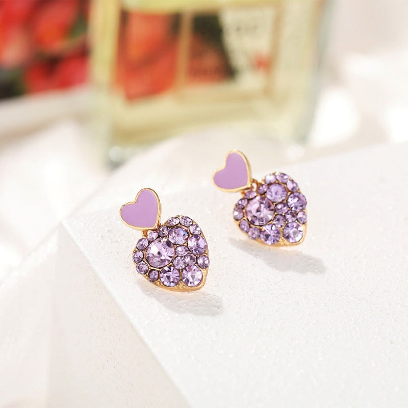 Poppy – Pendientes de Corazón de Moda con Diseño de Diamante