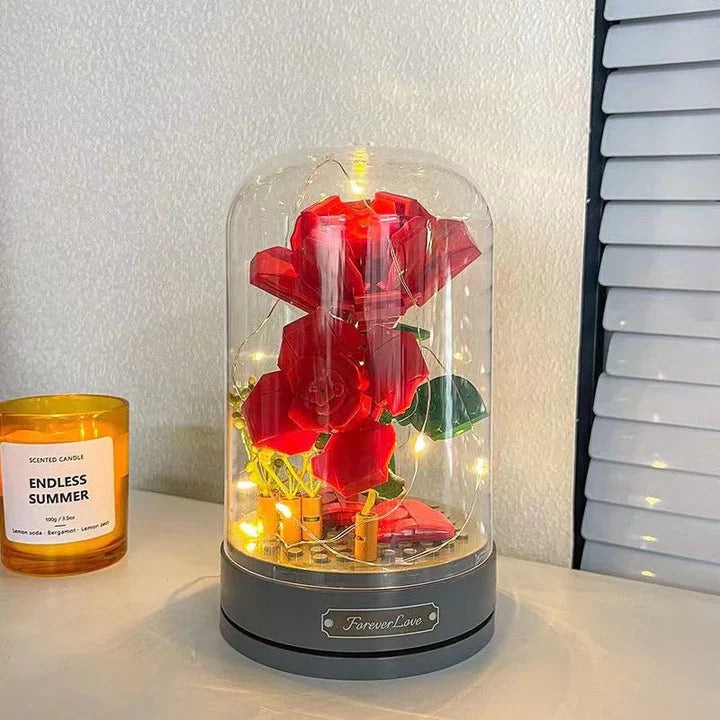 BloomBox - Caja de música creativa de Lego con rosa para regalos y decoración