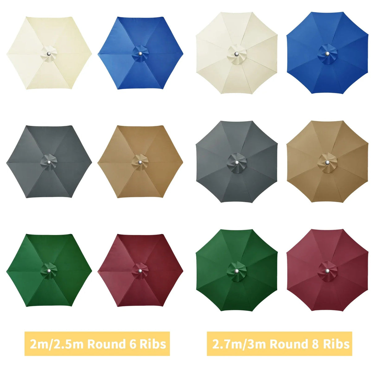 SunViva | Funda de protección solar impermeable de repuesto para sombrillas de 6/8 varillas | Exterior Jardín y Terraza