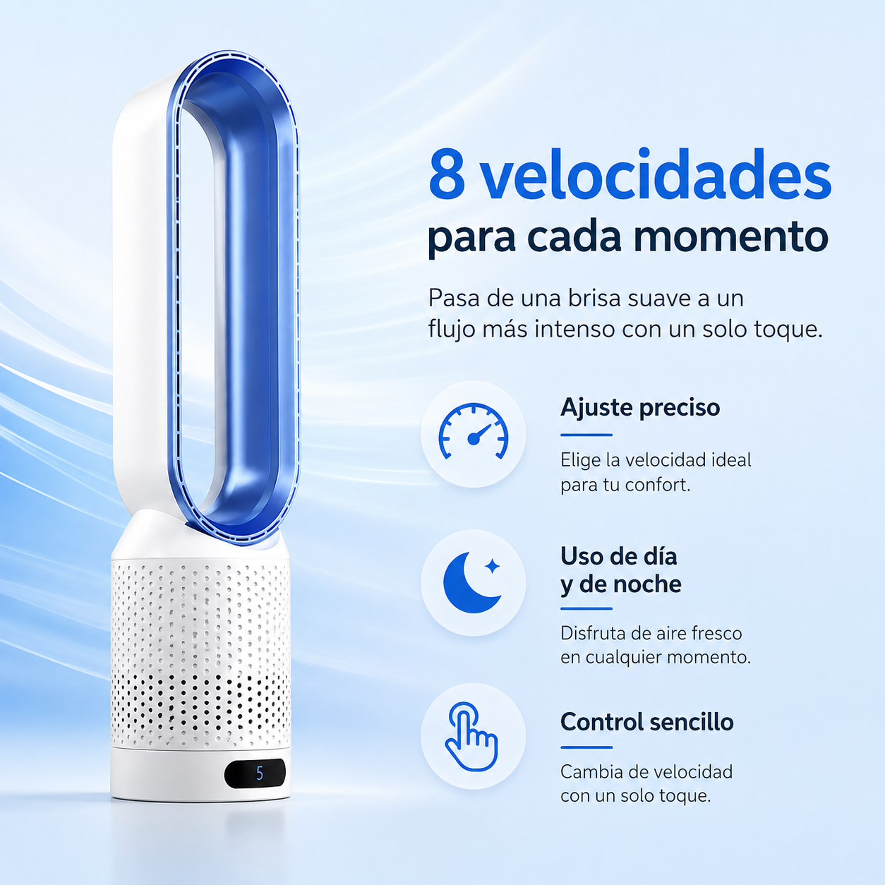 Airpure | Enfriador de aire 3-en-1 con purificador de aire | Oscilación y LED táctil
