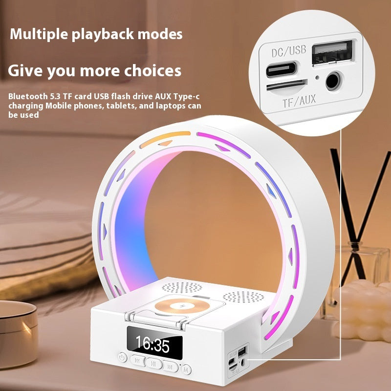 Altavoz lámpara Bluetooth 4 en 1 con base de carga y reloj despertador