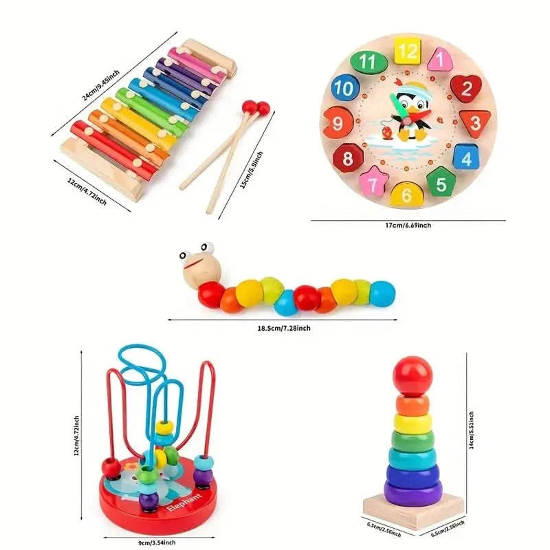 EDUQUEST 5-en-1 Ensemble Montessori – Apprentissage créatif pour les bébés à partir de 6 mois