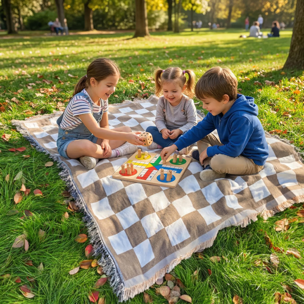 Manta de picnic de microfibra suave con diseño a cuadros