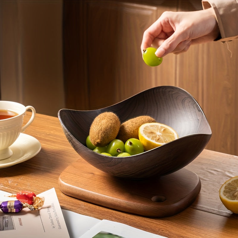 Gran Cuenco de Frutas con Aspecto de Madera – Decorativo y Práctico para Uso en Mesa