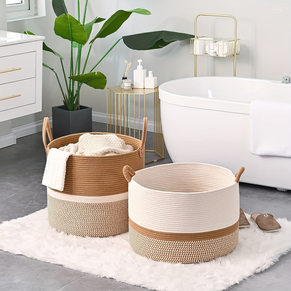 Cesta de Almacenamiento de Algodón Boho - Solución Elegante y Práctica