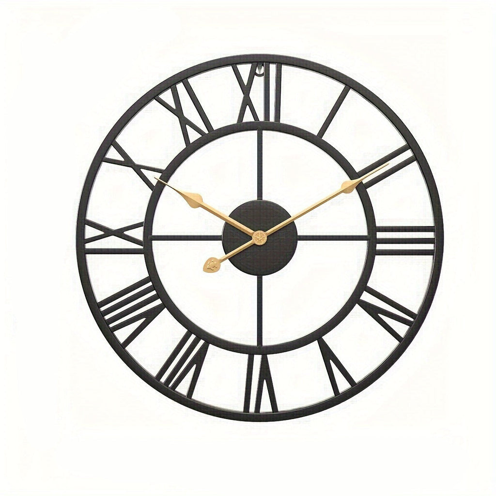 SERENETIME - Reloj de Pared Redondo Vintage Silencioso con Marco de Metal para Dormitorio