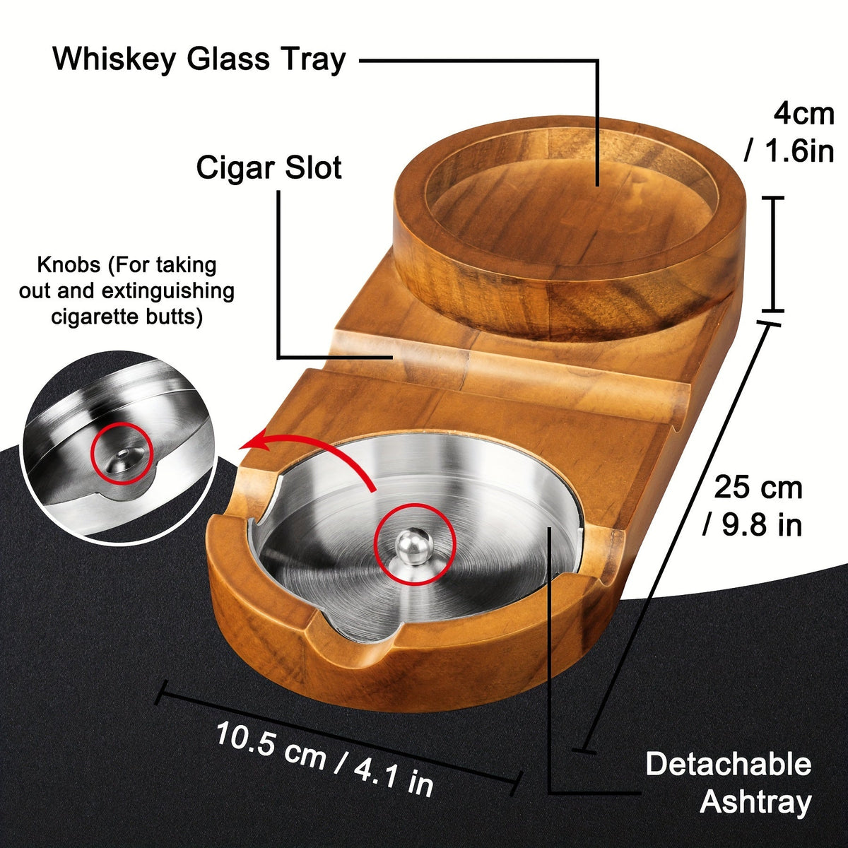 Cenicero Creativo para Puros y Bandeja para Vaso de Whiskey - El Regalo Perfecto para el Día del Padre o Regalo Corporativo