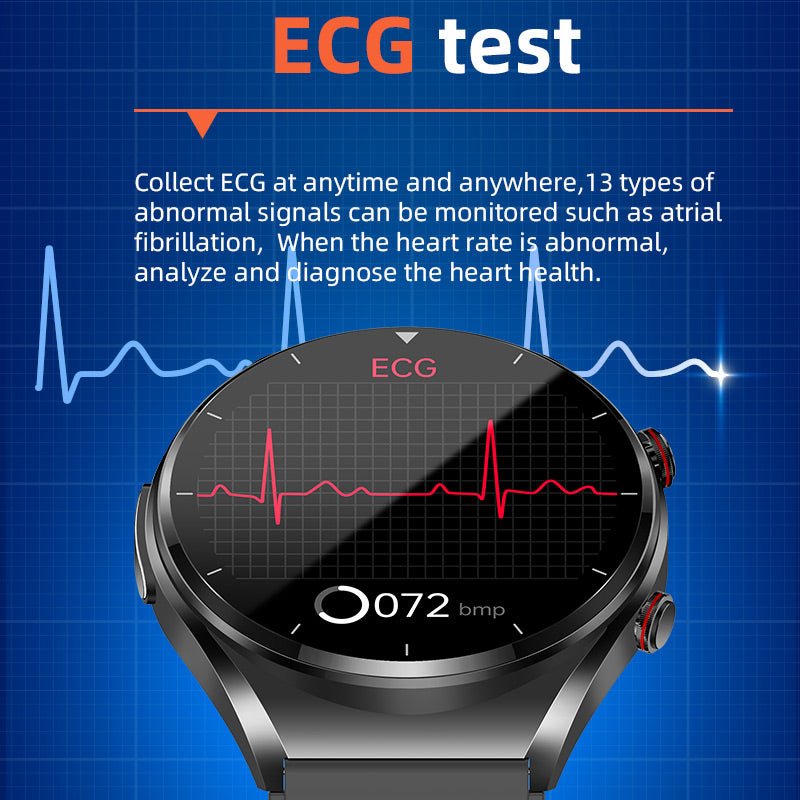 Lisslune | Control de Azúcar en Sangre con un Solo Clic | Glucosa en Sangre, Presión Arterial, ECG | Monitor de Frecuencia Cardíaca HRV, Reloj Inteligente de Salud