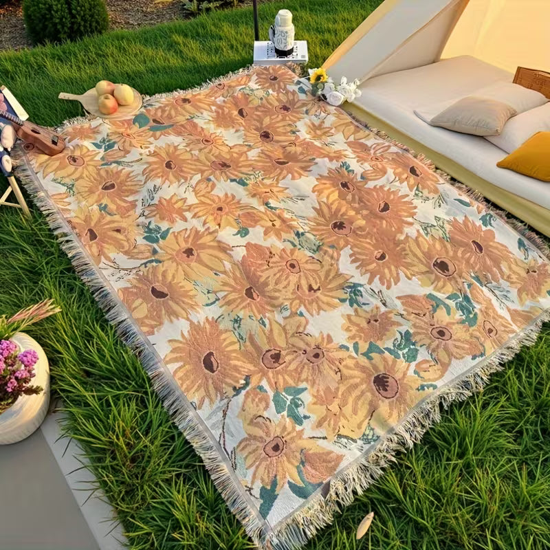 Manta de Picnic Impermeable Diseño Floral Ligero 180x230cm