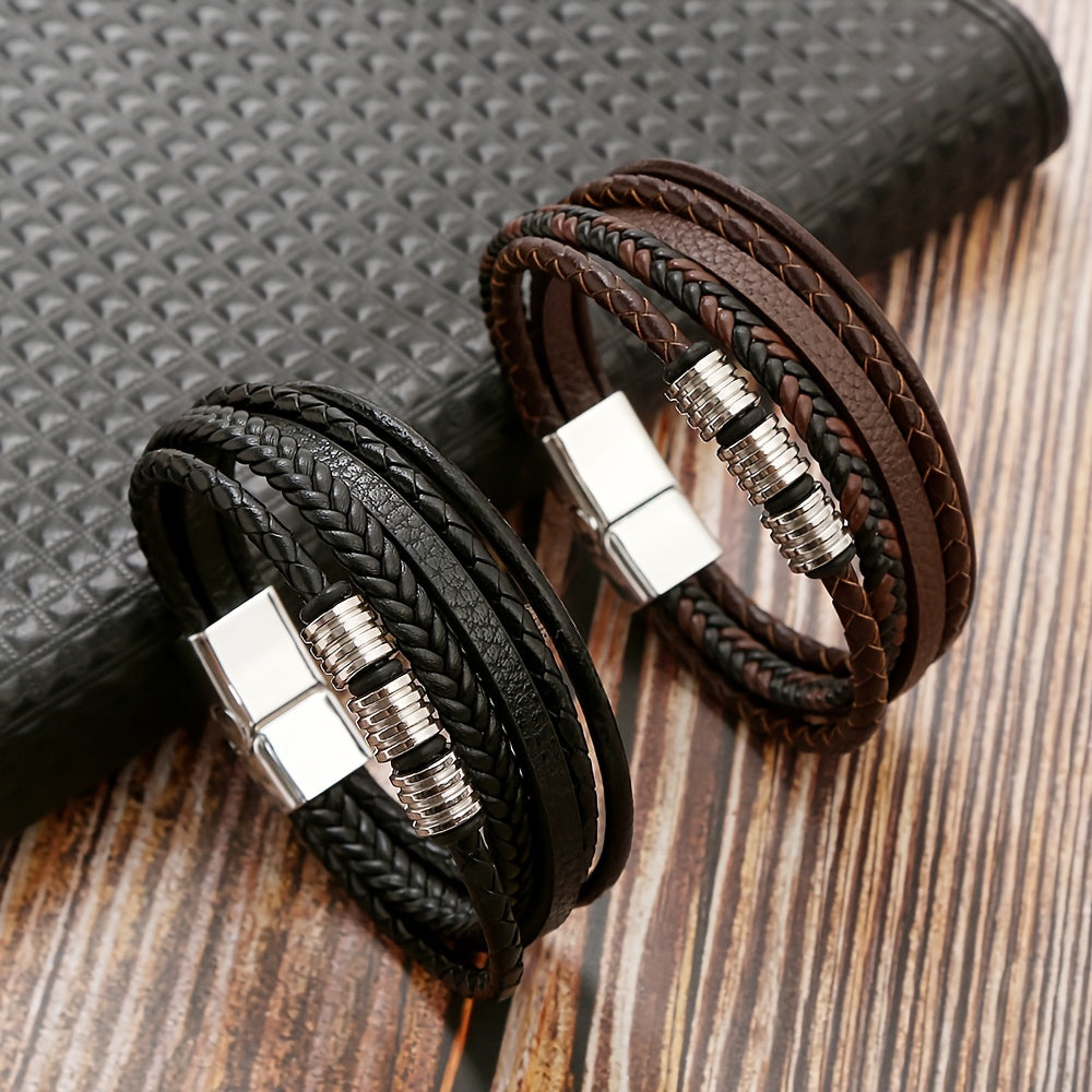 Pulsera de Cuero Trenzado Refinada - Para el Hombre Estiloso