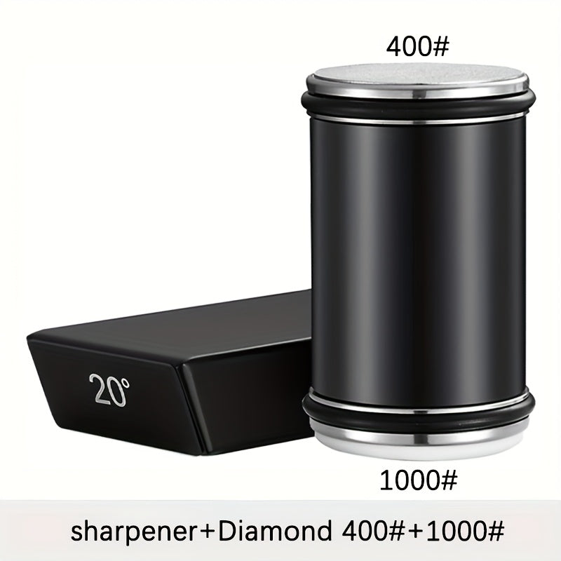Set de piedra de afilar DuoCut | Piedra de diamante con soporte magnético | Ángulos de afilado de 15° y 20° | Madera y metal