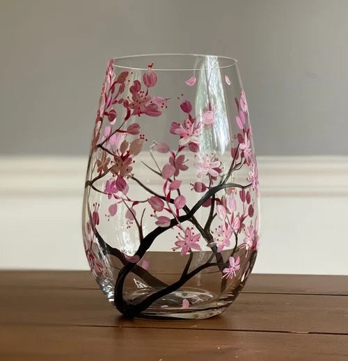 Vasos de vino Árbol de las Cuatro Estaciones - Arte pintado a mano