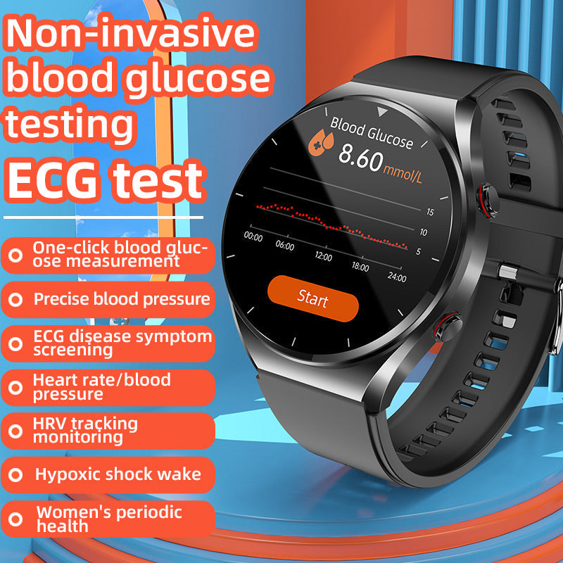 Lisslune | Control de Azúcar en Sangre con un Solo Clic | Glucosa en Sangre, Presión Arterial, ECG | Monitor de Frecuencia Cardíaca HRV, Reloj Inteligente de Salud