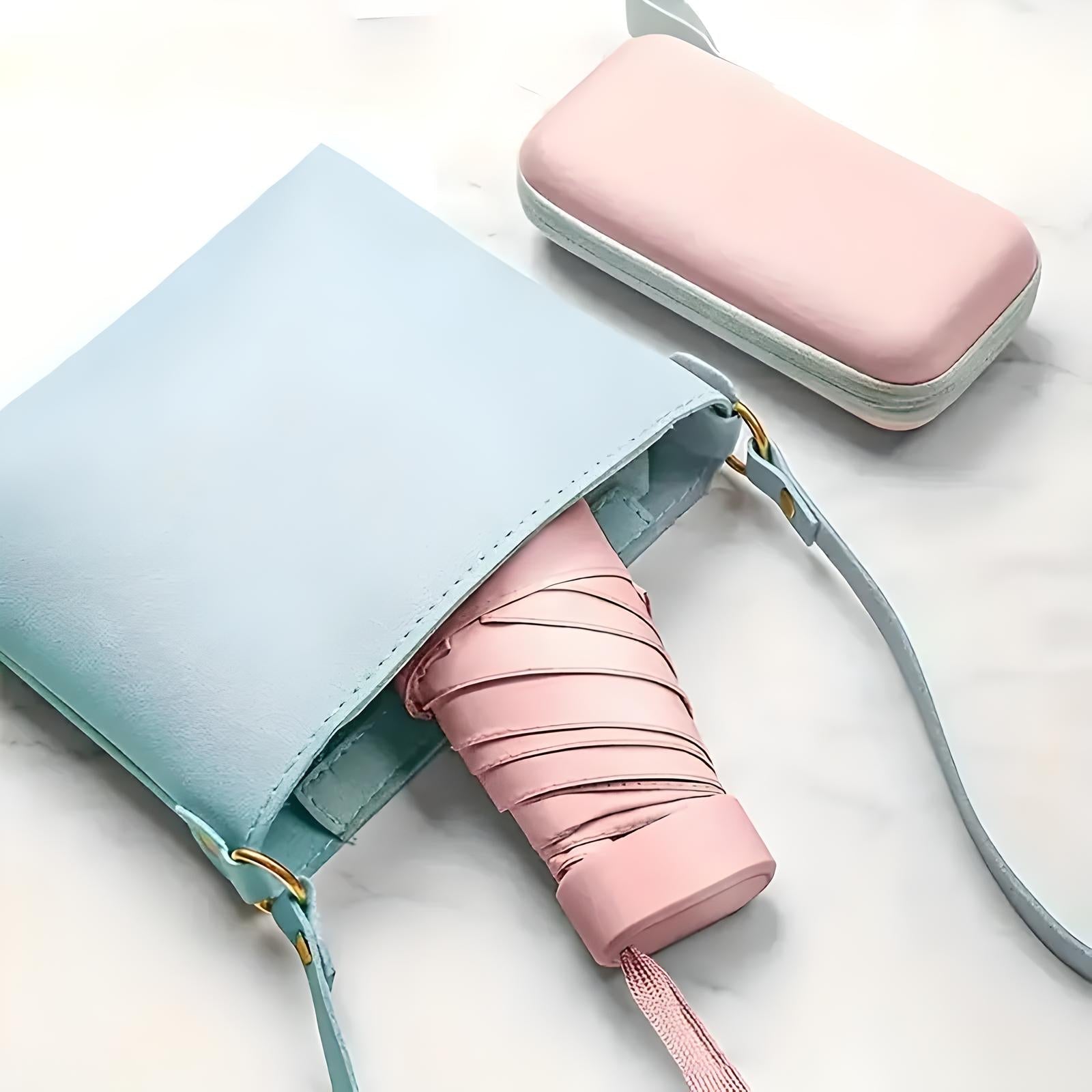 Paraguas de viaje compacto con funda impermeable – resistente al viento y ultraligero