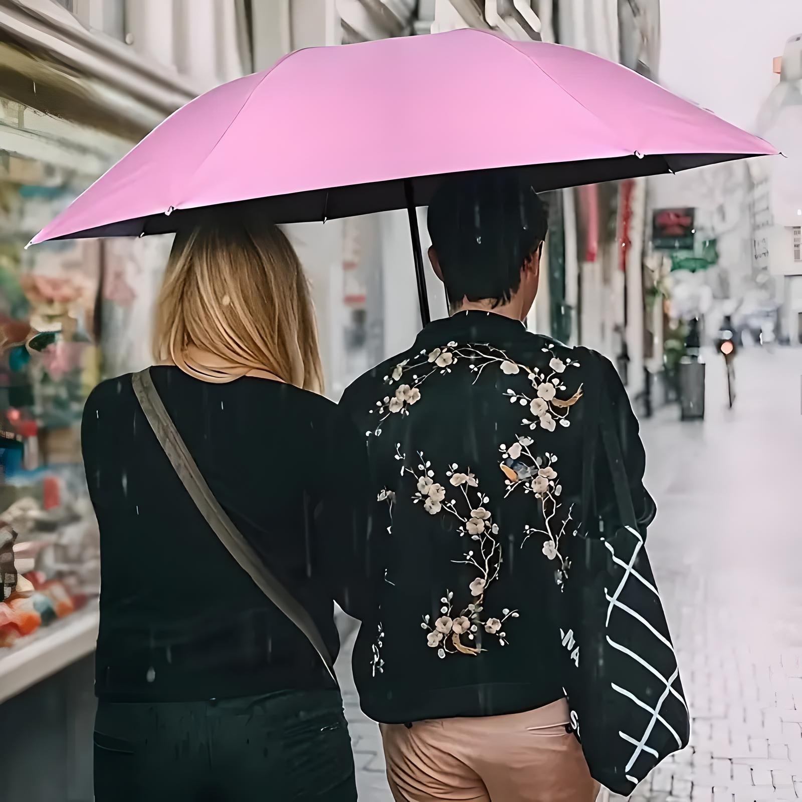 Paraguas de viaje compacto con funda impermeable – resistente al viento y ultraligero