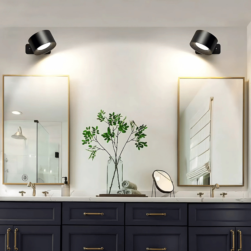 Lámpara de pared LED inalámbrica con batería y rotación de 360°