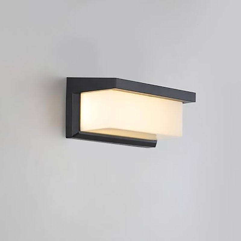 Lámparas de pared exteriores LED de PC rectangular de diseño moderno y minimalista con energía solar para patio exterior | Brehn