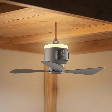 Kalsten | Ventilador de Techo Recargable de 12000mAh para Exteriores con Luz LED