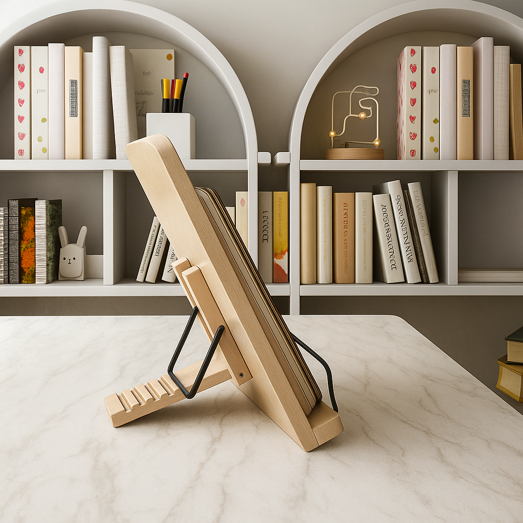 Soporte Ajustable Plegable – Estructura de Madera Estable – Libros de Cocina, Tablets y Lectura Sin Manos Kalsten