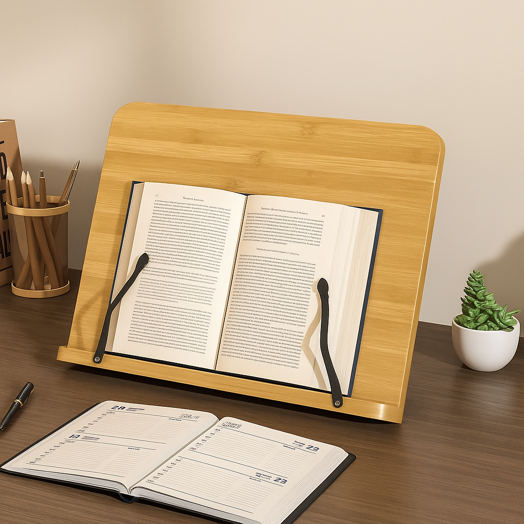 Soporte Ajustable Plegable – Estructura de Madera Estable – Libros de Cocina, Tablets y Lectura Sin Manos Kalsten
