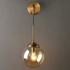 Lámpara de Pared de Vidrio Globo Montaje en Pared Contemporáneo 1 Cabeza Dorada Iluminación para Dormitorio