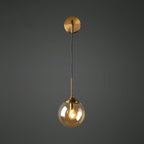 Lámpara de Pared de Vidrio Globo Montaje en Pared Contemporáneo 1 Cabeza Dorada Iluminación para Dormitorio