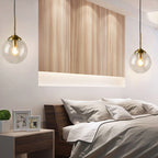 Lámpara de Pared de Vidrio Globo Montaje en Pared Contemporáneo 1 Cabeza Dorada Iluminación para Dormitorio