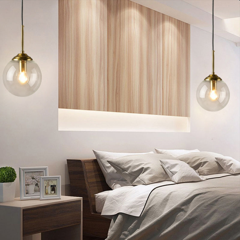 Lámpara de Pared de Vidrio Globo Montaje en Pared Contemporáneo 1 Cabeza Dorada Iluminación para Dormitorio | Brehn
