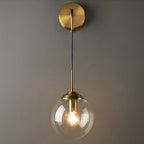 Lámpara de Pared de Vidrio Globo Montaje en Pared Contemporáneo 1 Cabeza Dorada Iluminación para Dormitorio