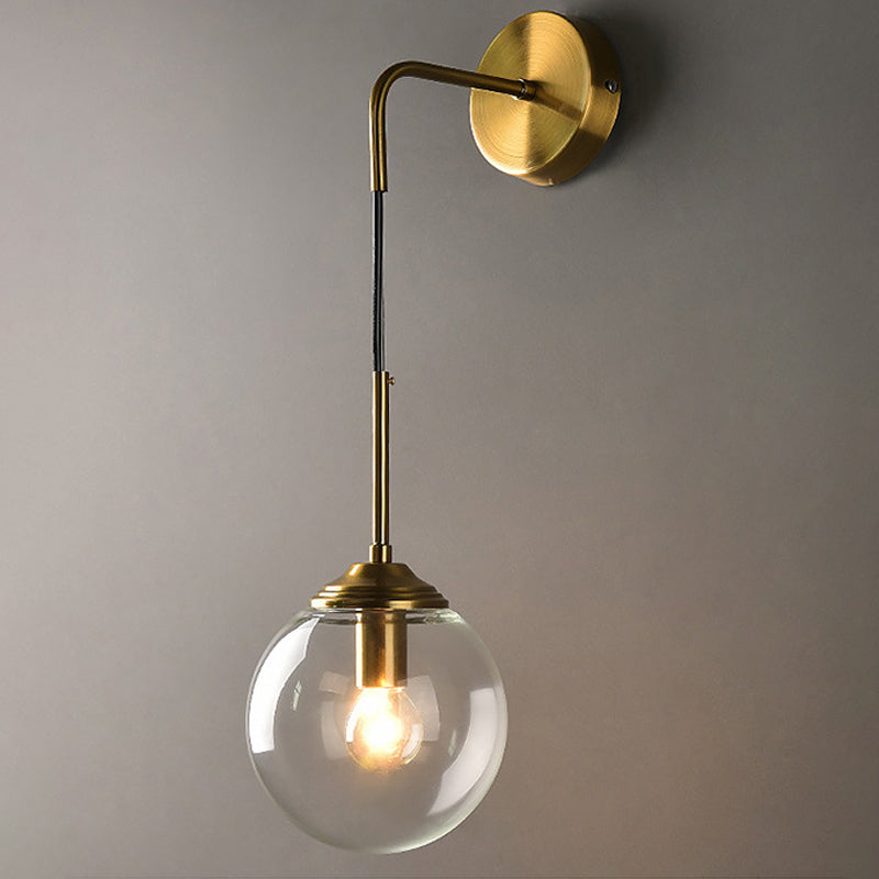 Lámpara de Pared de Vidrio Globo Montaje en Pared Contemporáneo 1 Cabeza Dorada Iluminación para Dormitorio | Brehn