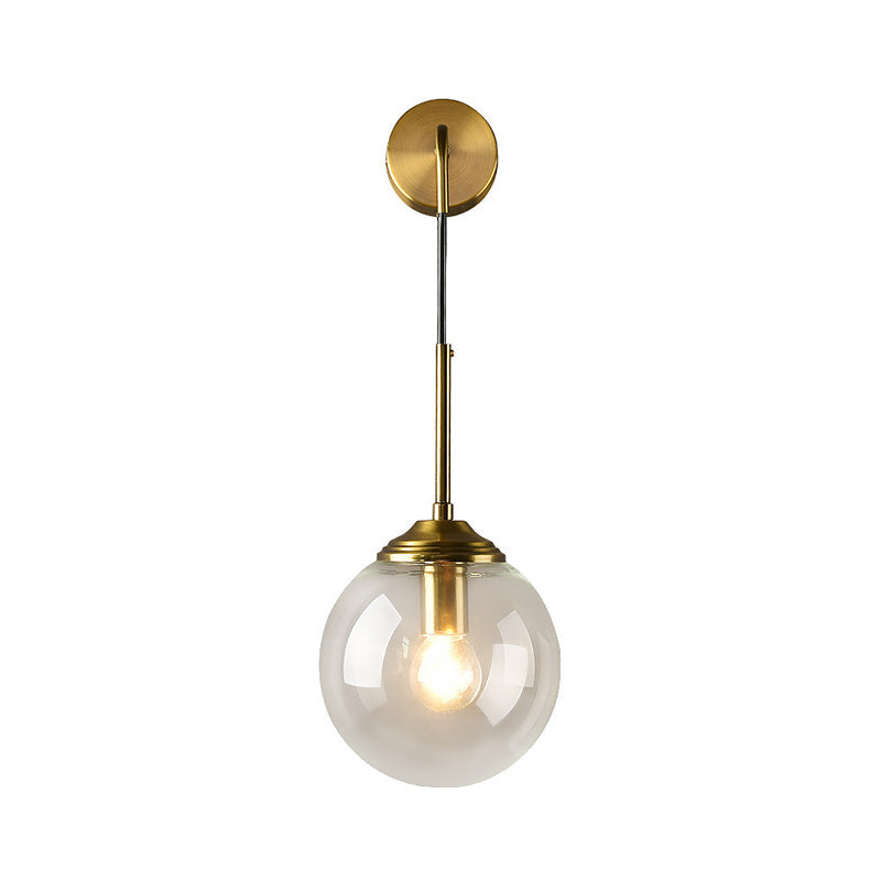 Lámpara de Pared de Vidrio Globo Montaje en Pared Contemporáneo 1 Cabeza Dorada Iluminación para Dormitorio | Brehn