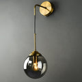 Lámpara de Pared de Vidrio Globo Montaje en Pared Contemporáneo 1 Cabeza Dorada Iluminación para Dormitorio | Brehn