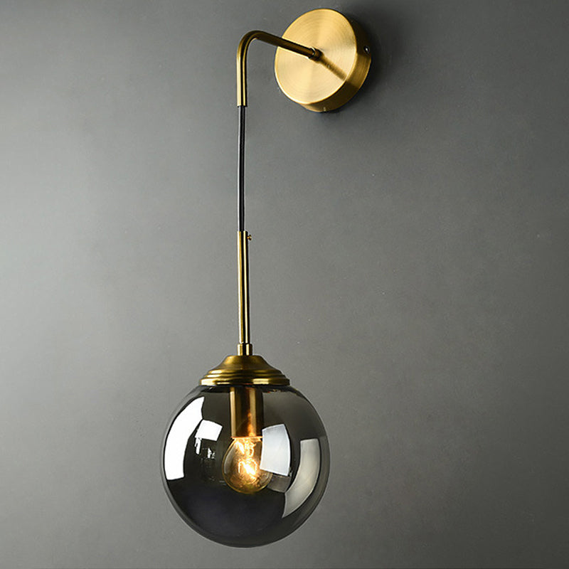 Lámpara de Pared de Vidrio Globo Montaje en Pared Contemporáneo 1 Cabeza Dorada Iluminación para Dormitorio | Brehn